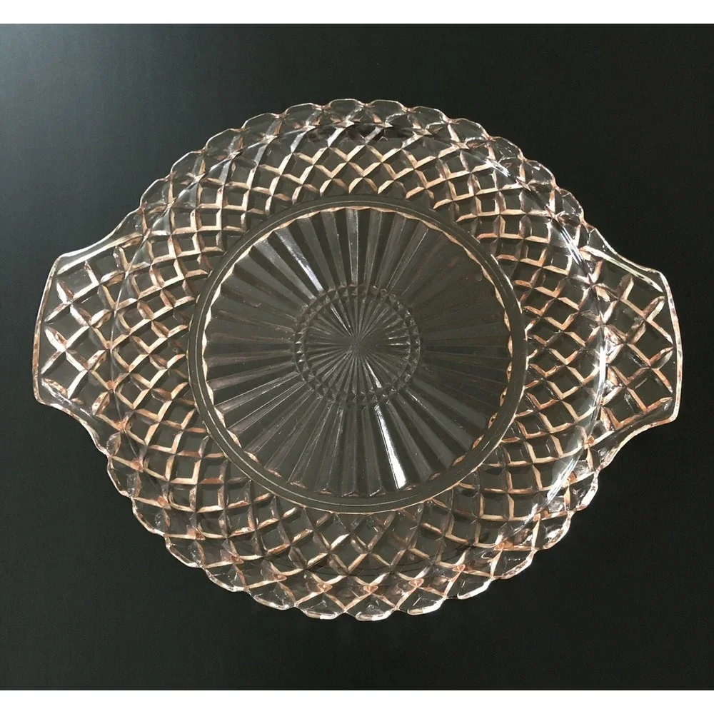 Pink Depression Glass‎ Anchor Hocking Waterford Waffle Sandwich Serving Tray 12